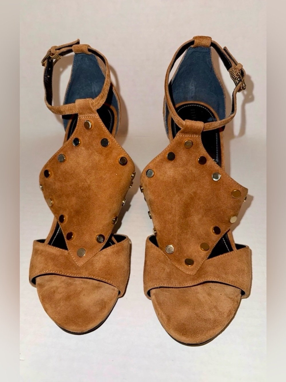 Kendall & Kylie Tan Suede Studded Ankle-Strap Heels